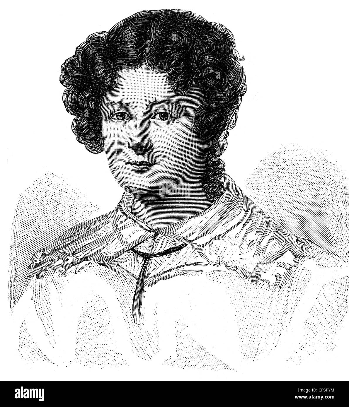 Willemer, Marianne von, 20.11.1784 - 6.12.1860, attrice austriaca, ballerina, poeta, amico di Johann Wolfgang von Goethe, ritratto, incisione in legno dopo miniatura dal 1819, Foto Stock