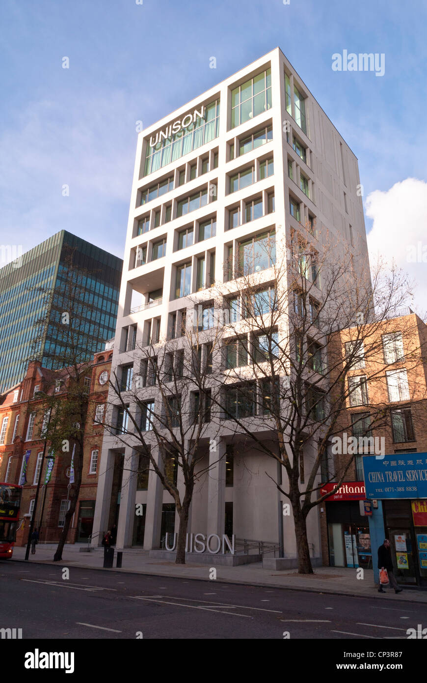 Unison torre sulla Euston Road, Londra, Inghilterra, Regno Unito Foto Stock