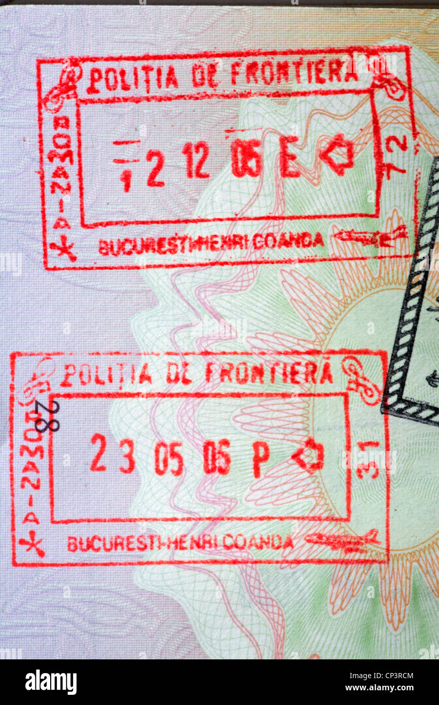 Passaporto britannico con timbro della romania immagini e fotografie