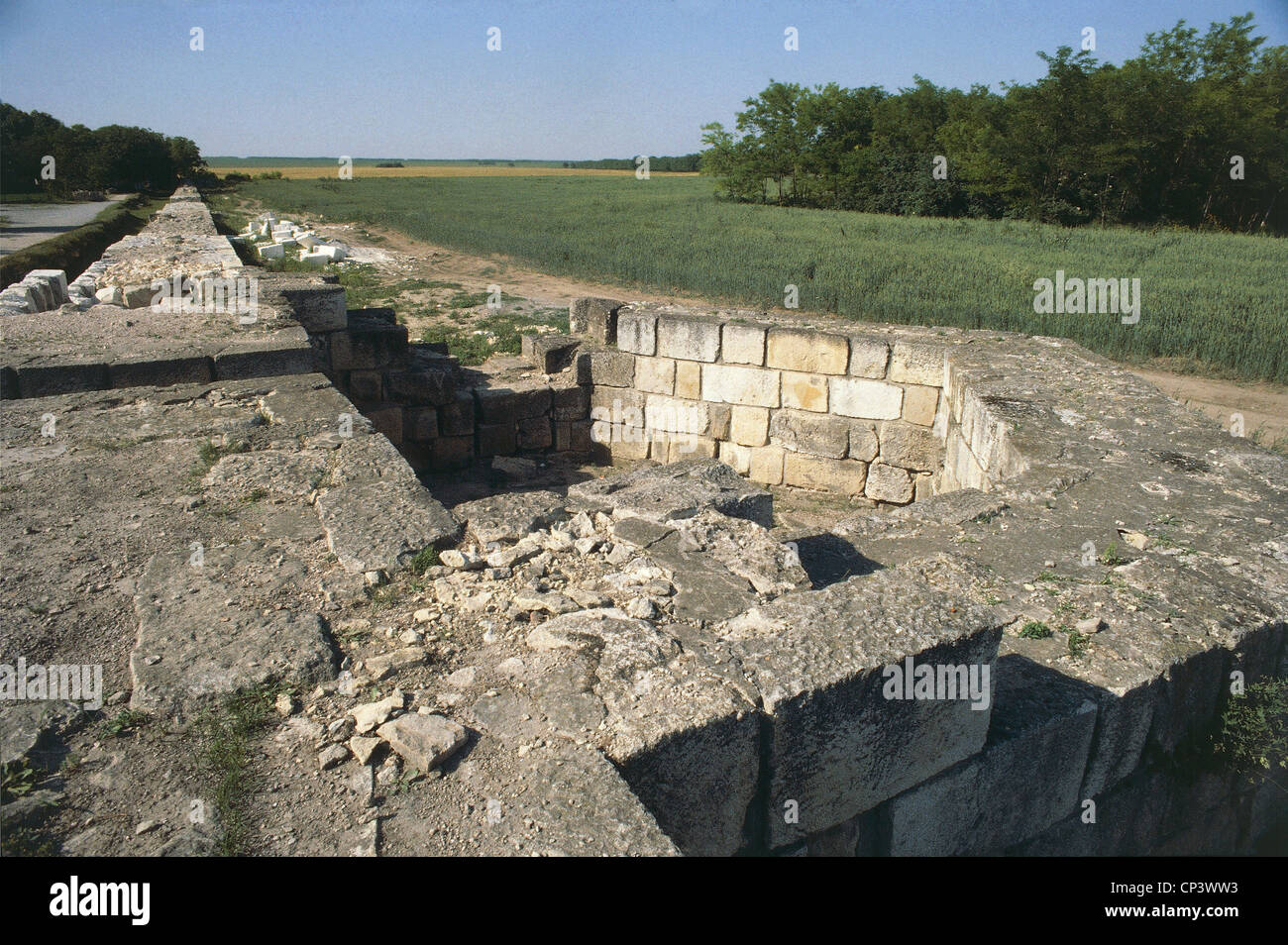 La Bulgaria Pliska rovine delle mura Foto Stock