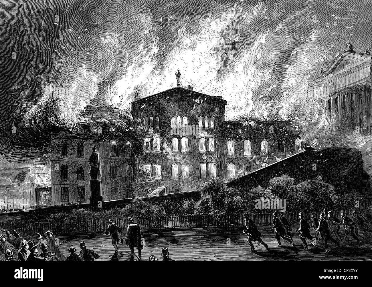 Fuoco, incendi, incendio del teatro di corte di Schwerin, 16.4.1882, diritti-aggiuntivi-clearences-non disponibile Foto Stock