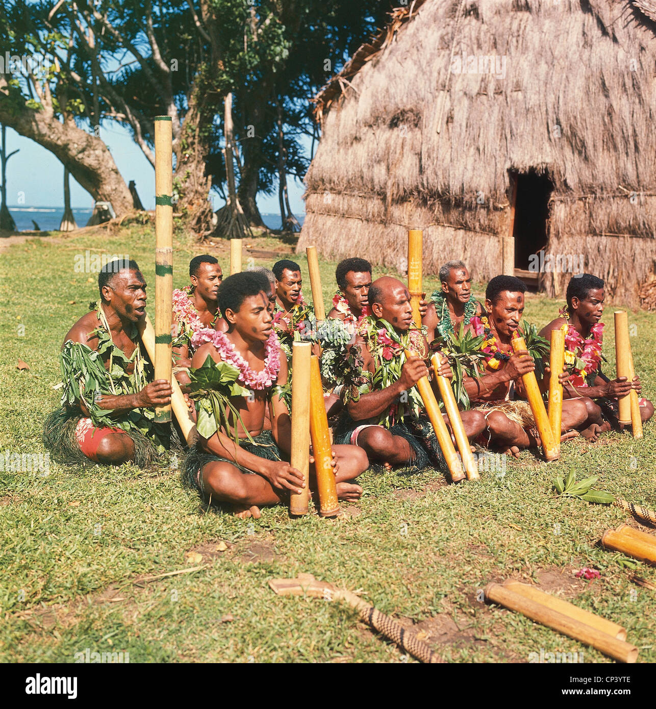 Isole Figi - indigeni strumenti musicali con una cerimonia Foto stock -  Alamy