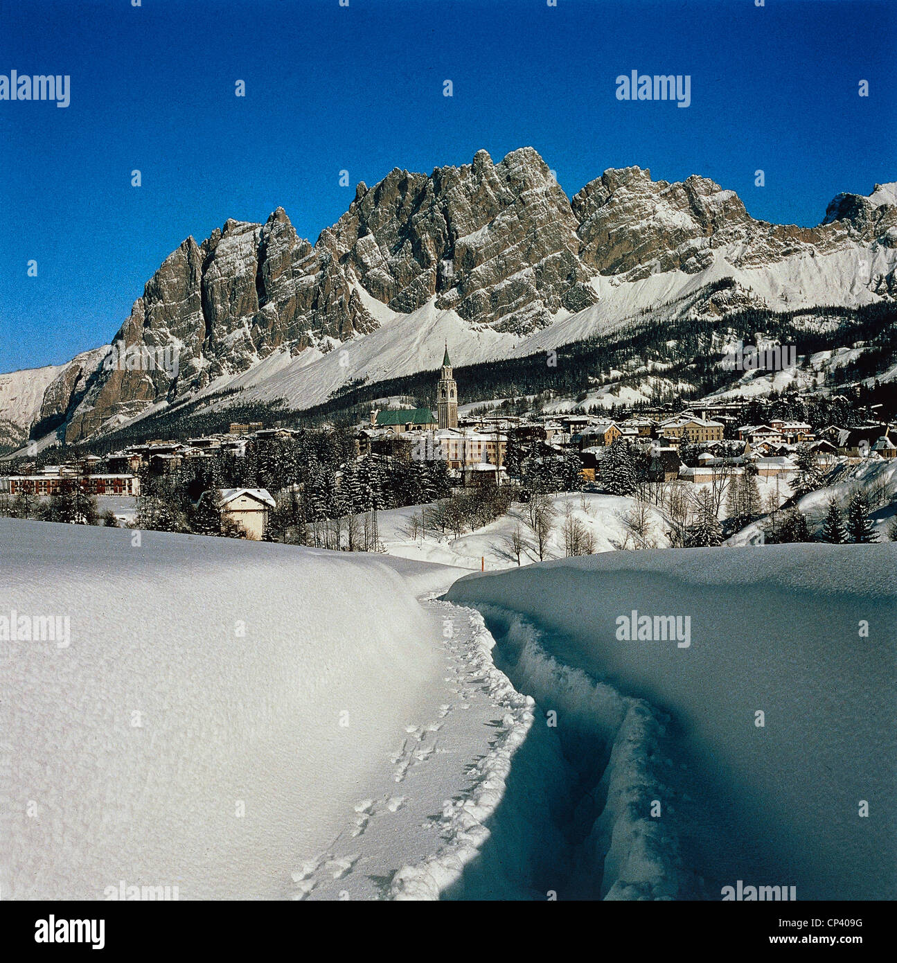 Veneto Cortina D'Ampezzo Visualizza inverno Foto Stock