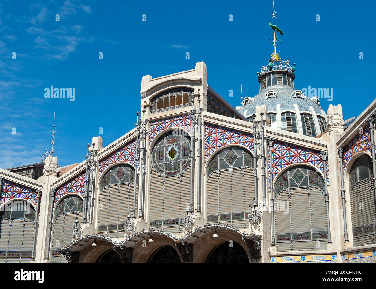 Ingresso principale al Mercato Centrale del centro di Valencia Spagna Foto Stock