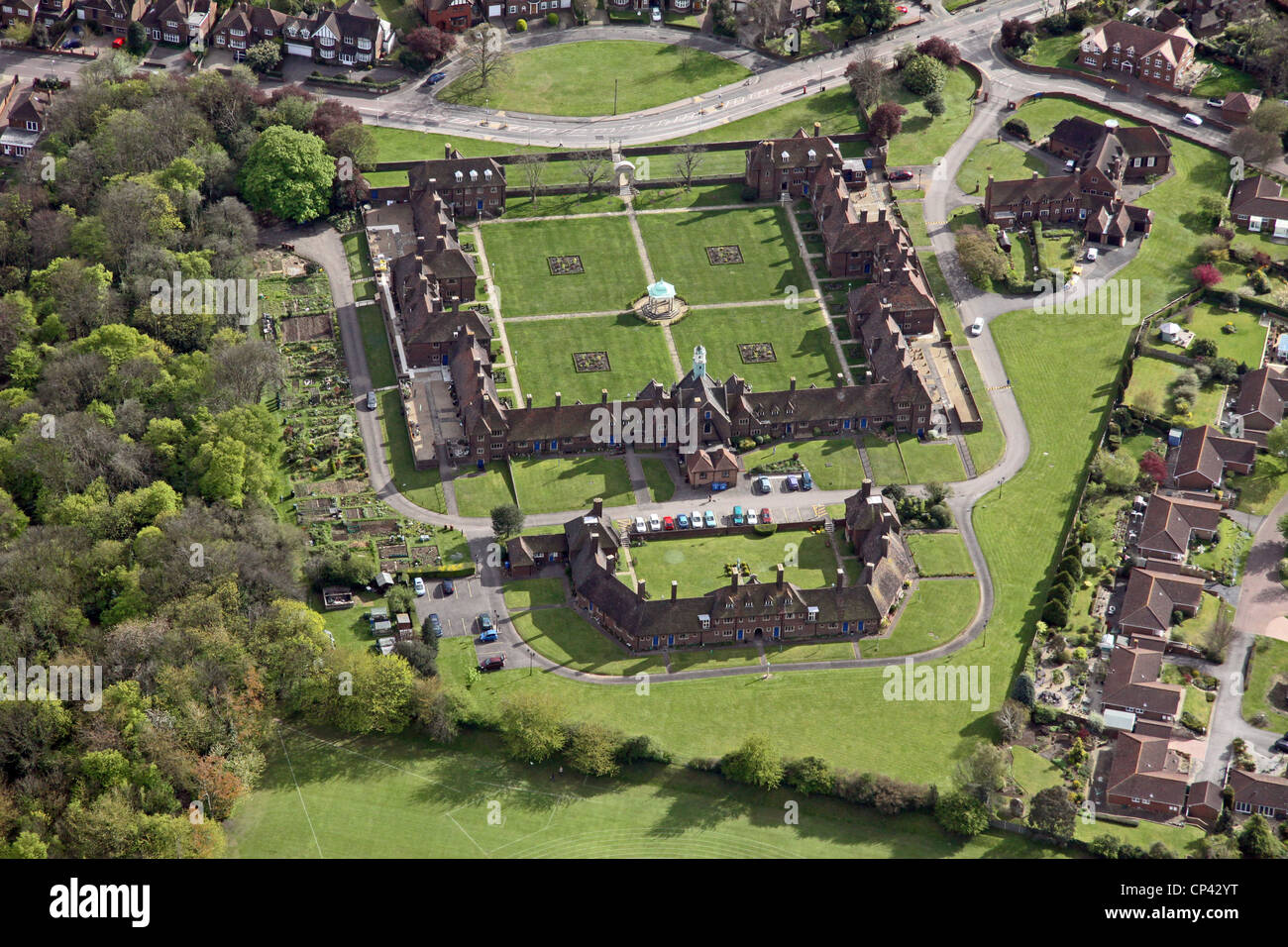 Vista aerea del Richard Watts e la città di Rochester gli ospizi di carità di beneficenza, Rochester, Kent Foto Stock