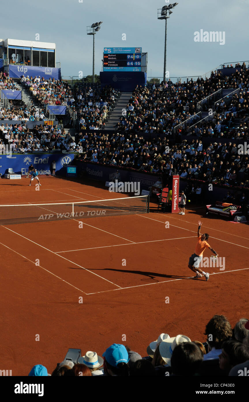 RAFA NADAL durante l'ATP finale contro David Ferrer al Real Club de tenis de Barcelona Spagna Foto Stock