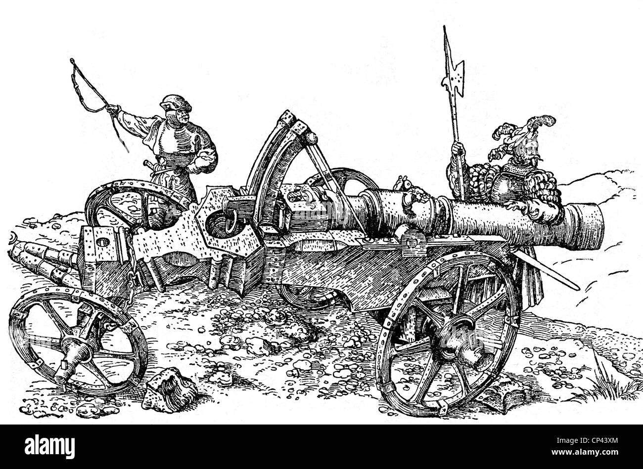 Militari, artiglieria, cannone, culverin, attacco da Albrecht Dürer, 1519, artista del diritto d'autore non deve essere cancellata Foto Stock