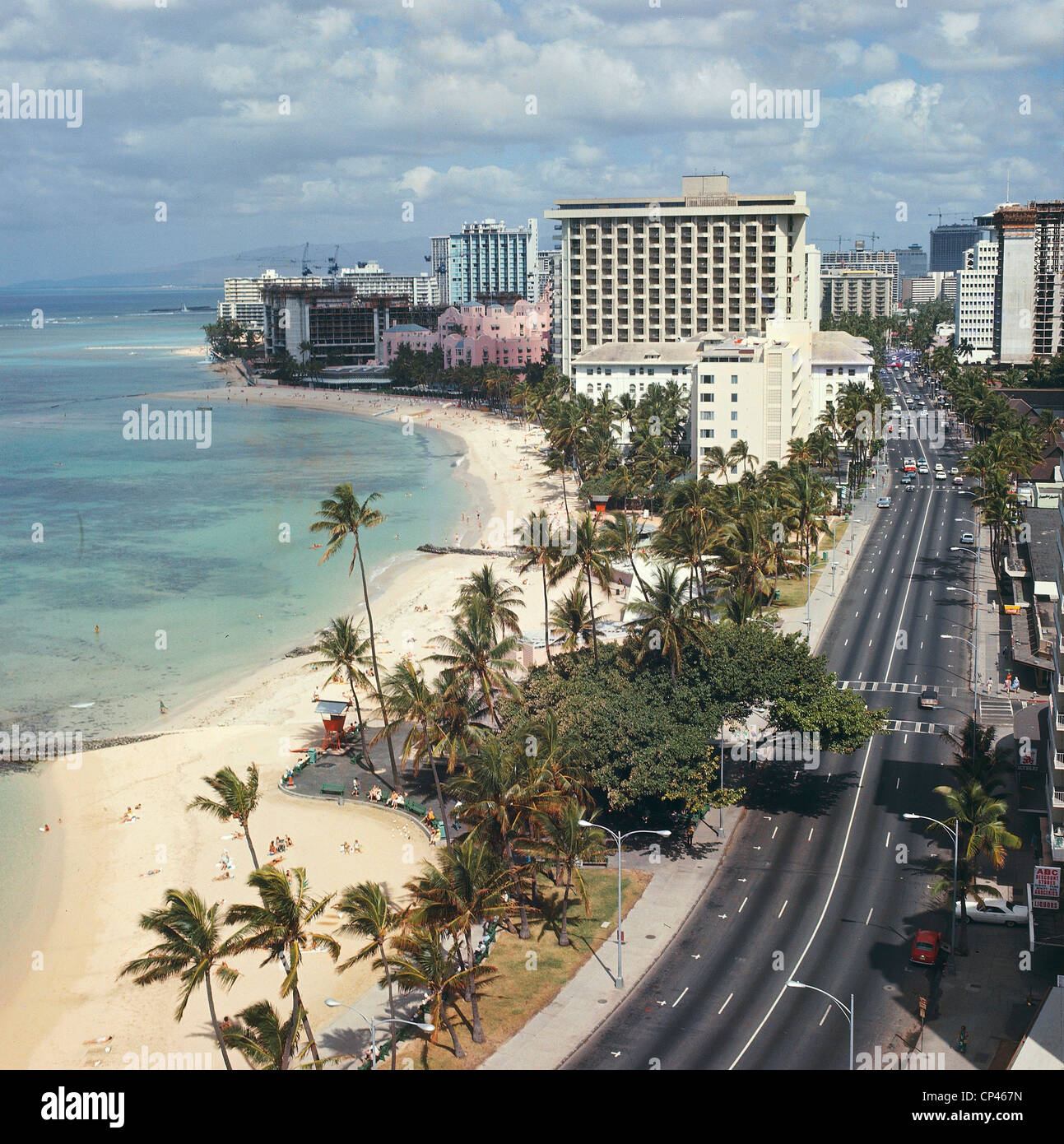 Stati Uniti - Hawaii - Isola di Oahu - Honolulu. Vista della spiaggia di Waikiki. Foto Stock