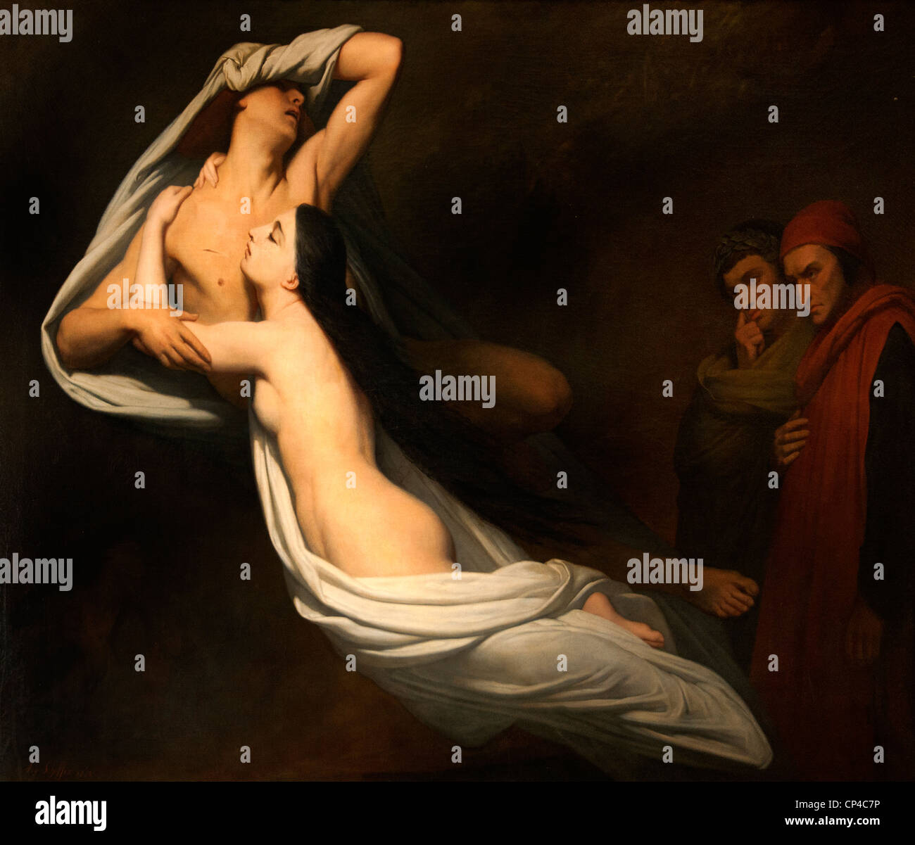 Le sfumature di Francesco da Rimini e Paolo Malatesta appaiono a Dante e Virgilio 1855 Ary SCHEFFER Paesi Bassi 1795 - 1858 olandese Foto Stock