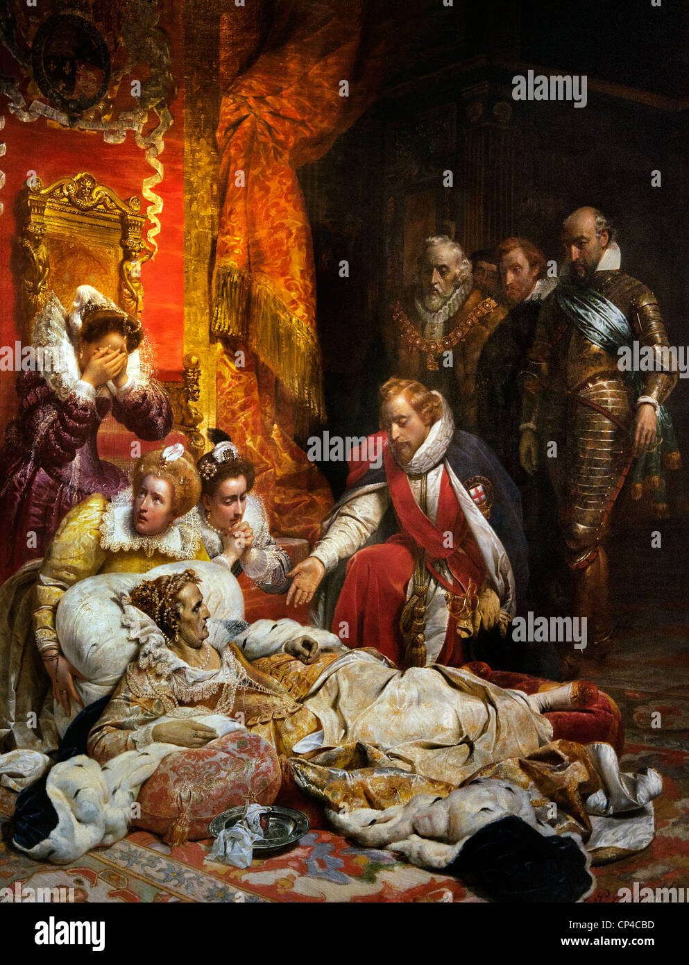 Elizabeth I 1533 - 1603 regnant regina dell'Inghilterra la Vergine Regina Glorianaor buona Regina Bess Paolo DELAROCHE 1797-1856 il francese Foto Stock