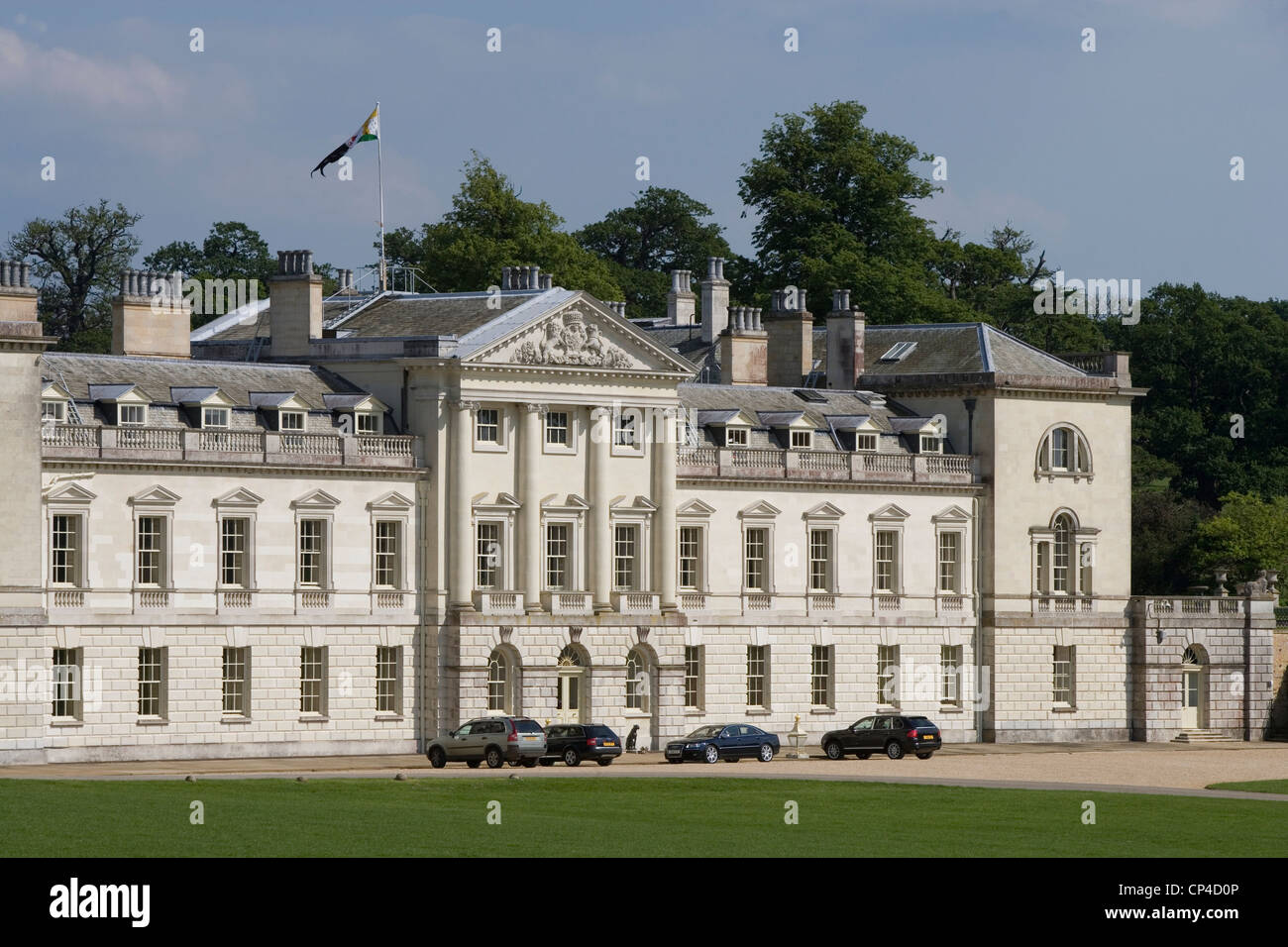 Regno Unito Inghilterra Bedfordshire Woburn. Woburn Abbey in stile palladiano, in gran parte ricostruito dall'architetto Henry Flitcroft in Foto Stock