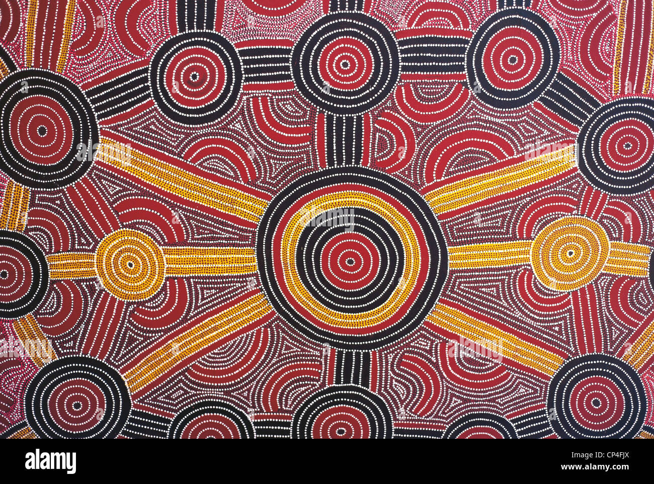 Australia - Uluru-Kata Tjuta National Park. Pittura aborigena nel hotel Sheraton. Foto Stock