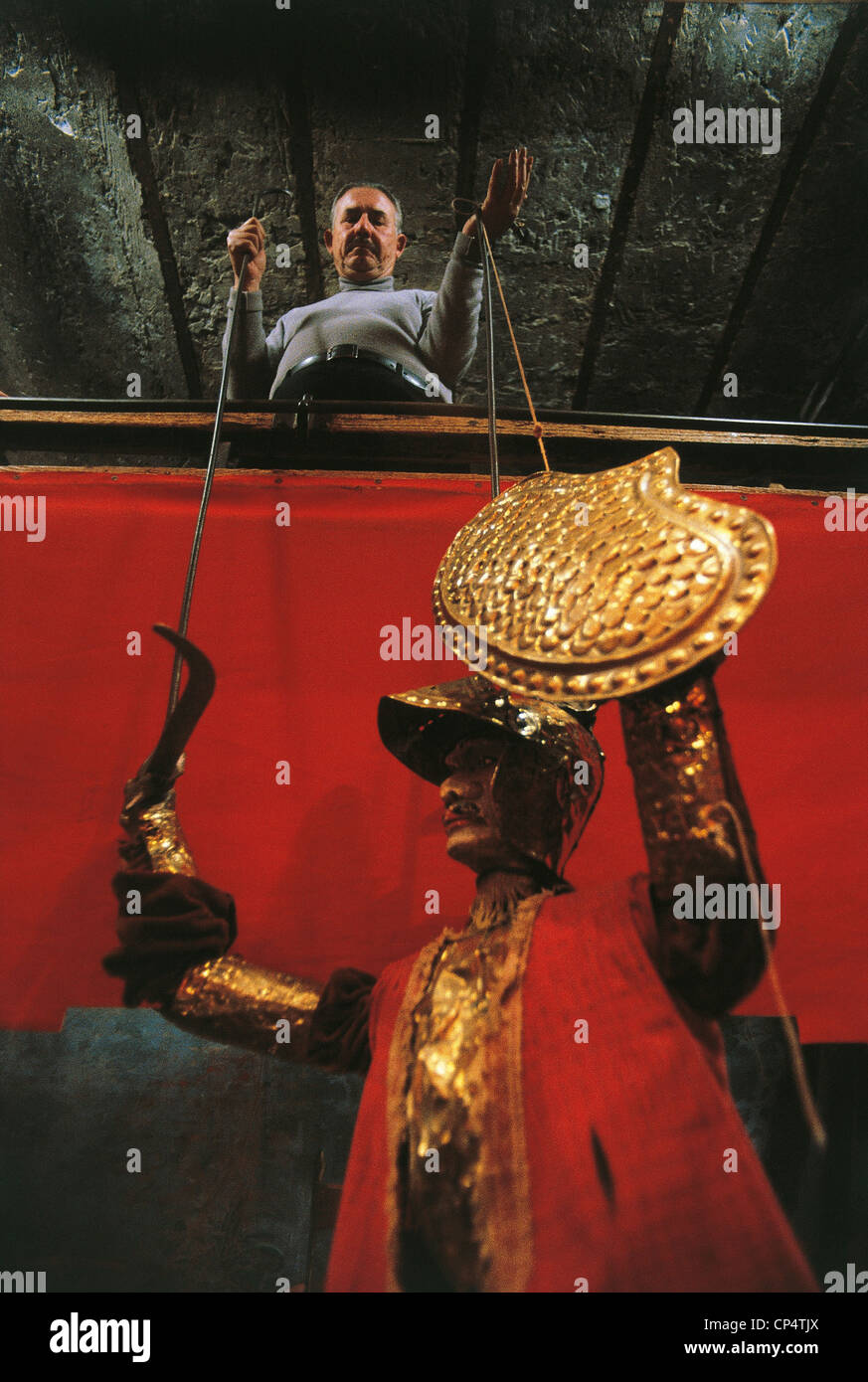 Sicilia ACIREALE PIPI e manovra durante uno spettacolo Opera dei Pupi Foto Stock