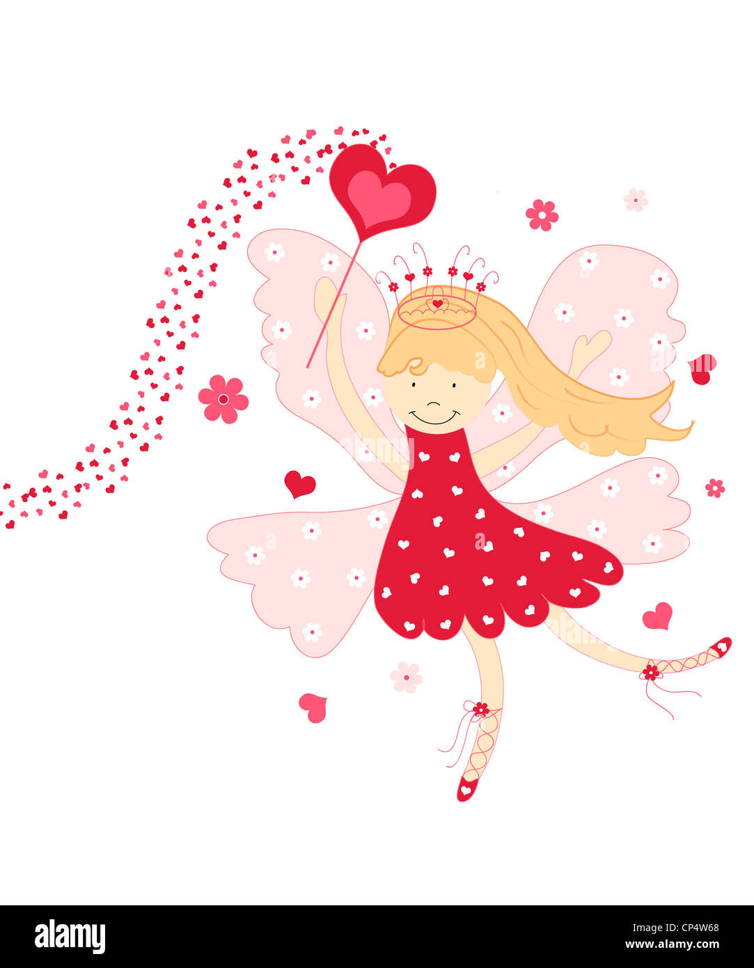 Carino rosso amore illustrazione fairy Foto Stock