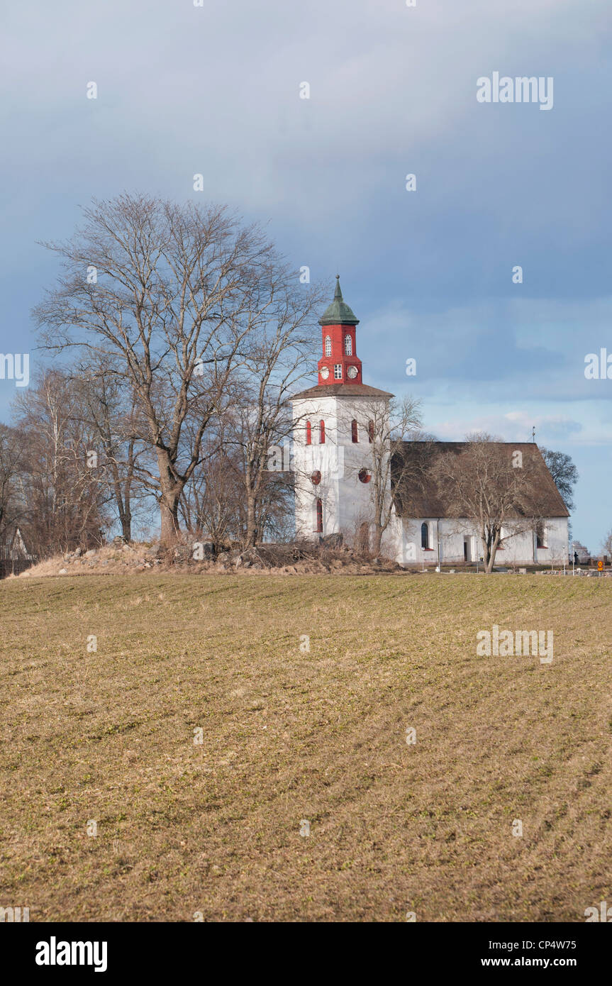 Chiesa Skuttunge nella frazione di Skuttunge fuori Uppsala in Svezia Foto Stock