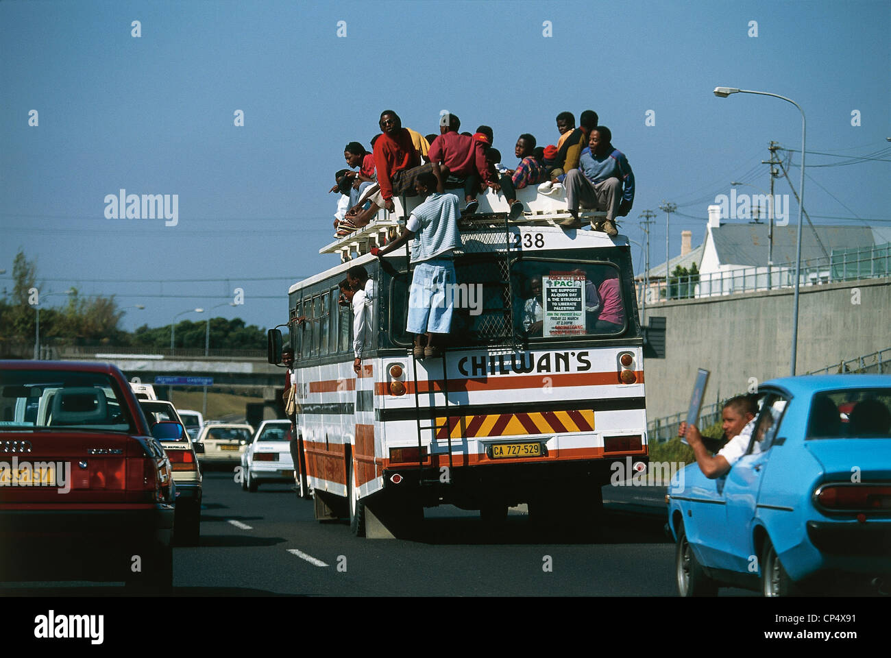 Sud Africa - Citta 'del Capo (Cape Town). Il bus di contestatori. Foto Stock