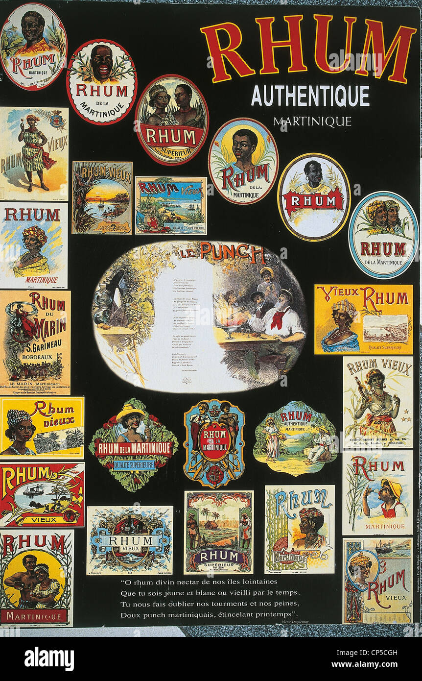 Martinica (dipartimenti d' oltremare della Francia) - vecchia etichetta RUM Foto Stock