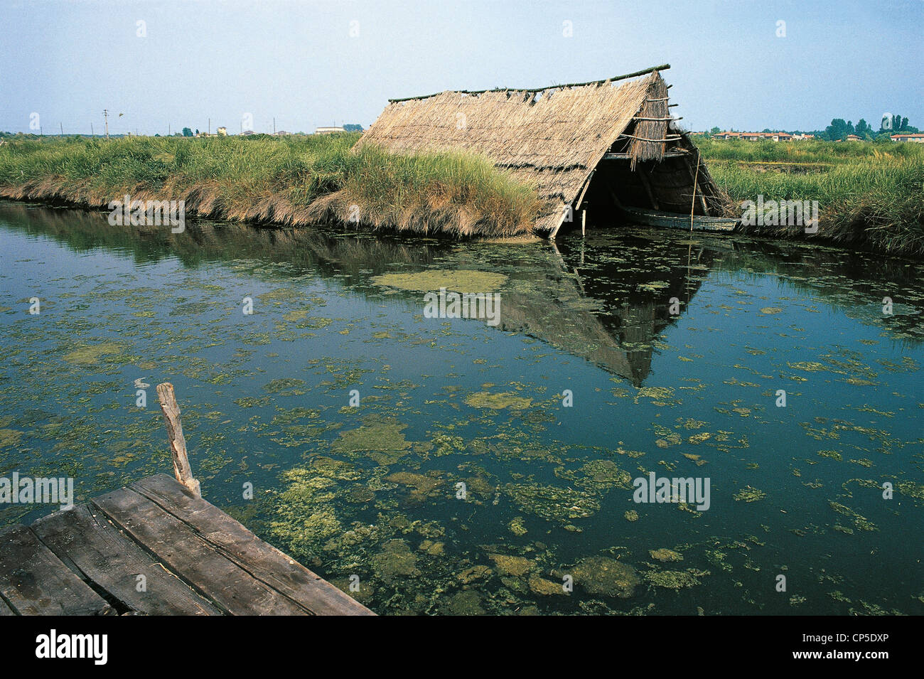 EMILIA ROMAGNA BERTUZZI DELTA DEL PO VALLEY HUT per shelter per piccole imbarcazioni Foto Stock