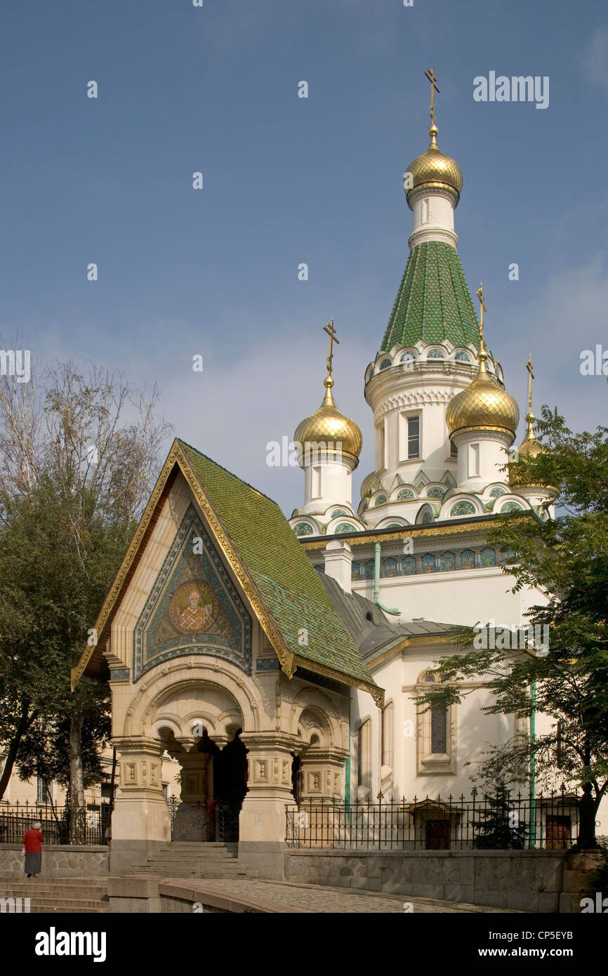 Bulgaria - Sofia. La chiesa russa di San Nicola (St. Nicholas carkva, 1913) Foto Stock