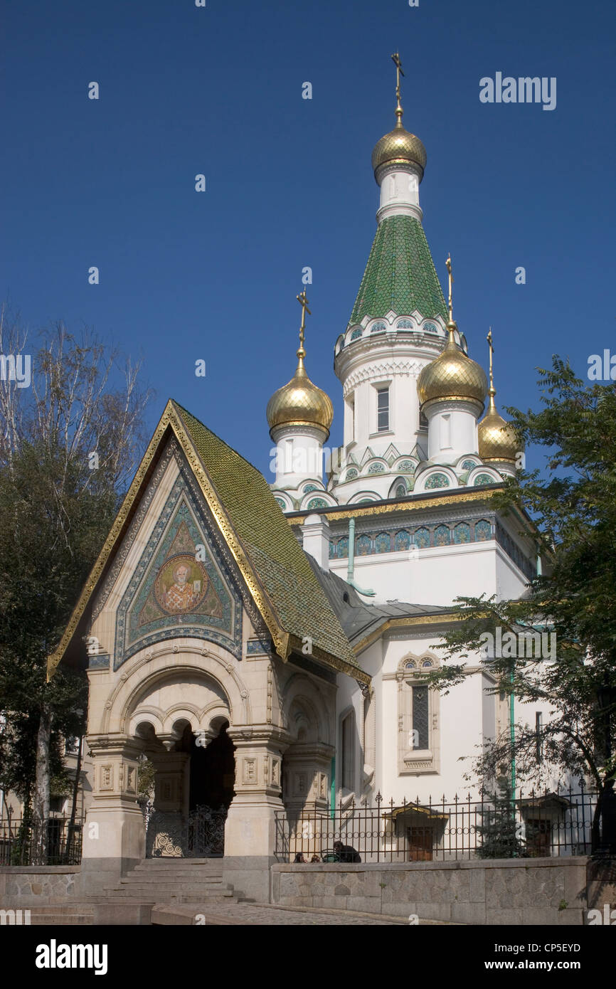 Bulgaria - Sofia. La chiesa russa di San Nicola (St. Nicholas carkva, 1913) Foto Stock