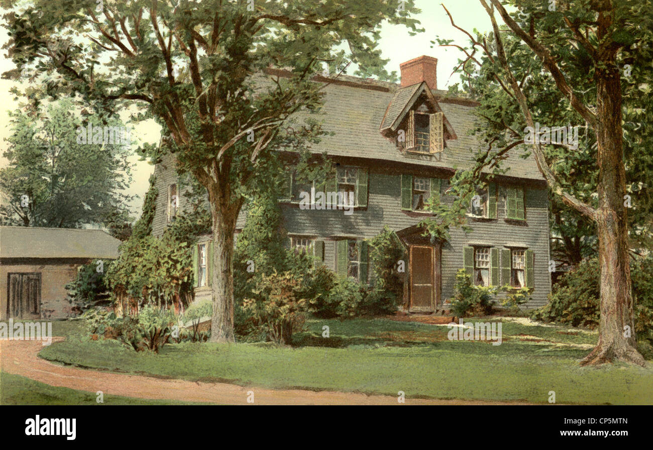 La Old Manse, casa di Nathaniel Hawthorne, 1804 - 1864, lo scrittore americano, ora un museo, Concord, Massachusetts, STATI UNITI D'AMERICA Foto Stock