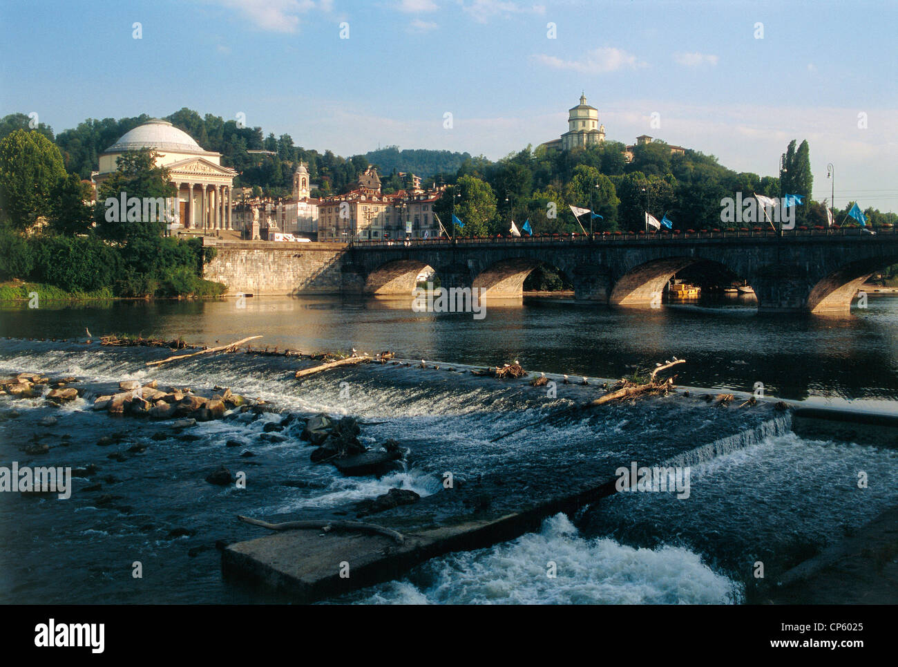 Piemonte - Torino, Vittorio Emanuele I il ponte sul fiume Po e la grande Madre di Dio la Chiesa Foto Stock