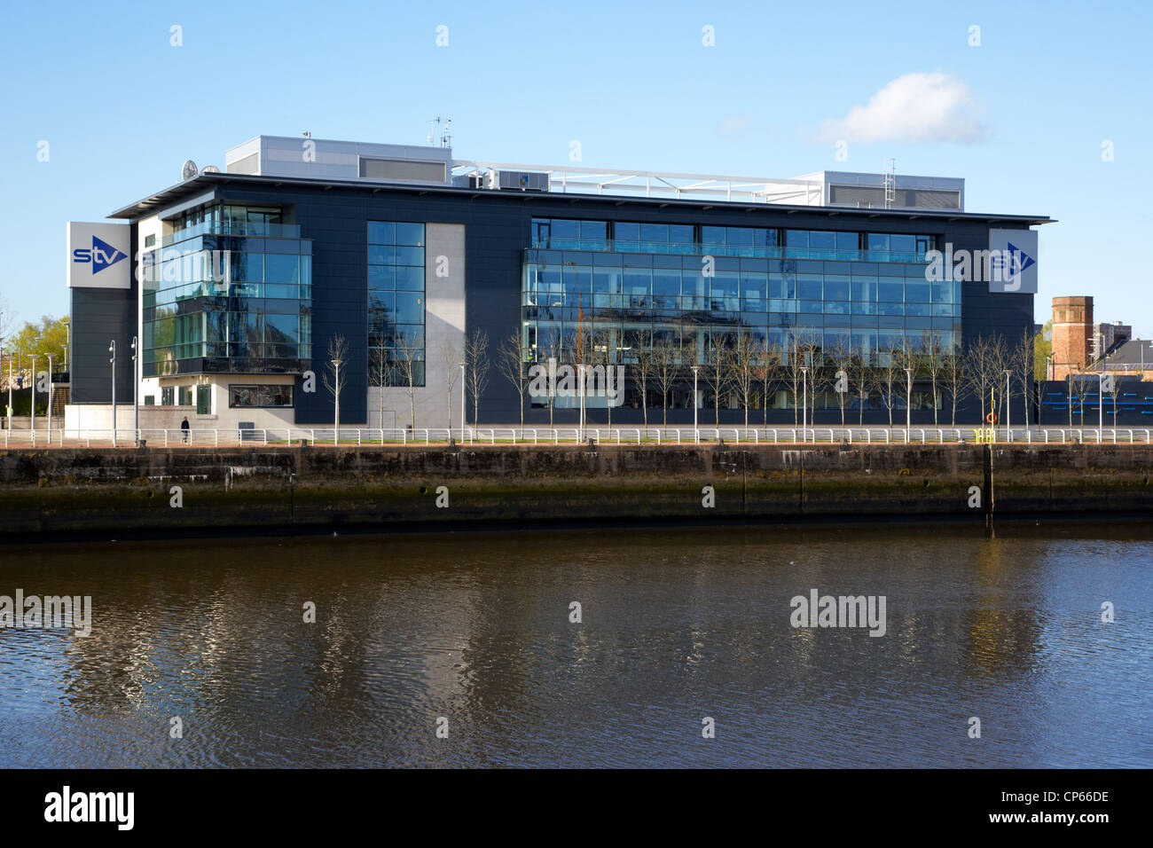 Stv centrale televisione scozzese studios pacific quay fiume Clyde Glasgow Scotland Regno Unito Foto Stock