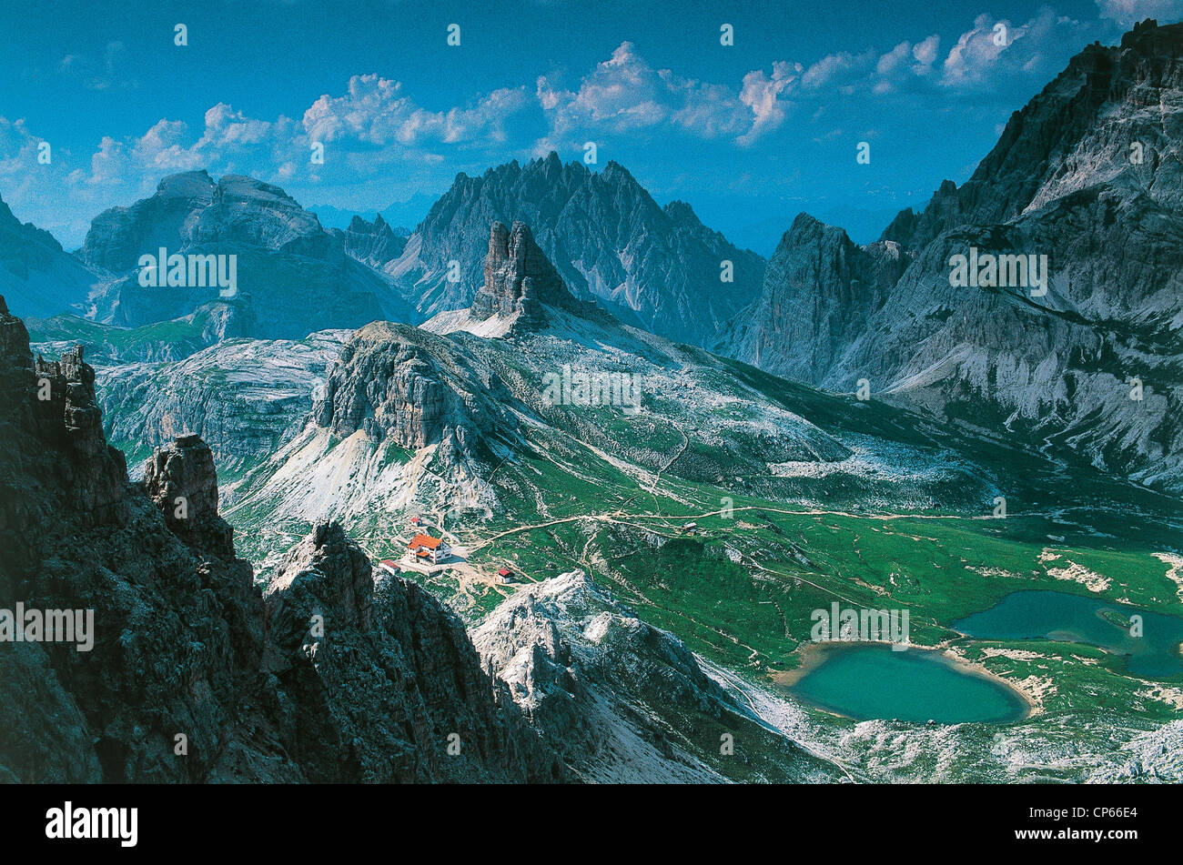 Alto Adige Sesto Pndolomiti dell Alpe dei Piani e riparo dal Monte Locatelli Paterno Foto Stock