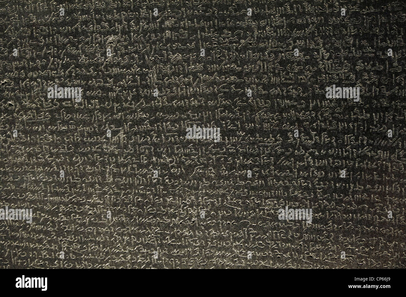 La Rosetta Stone. Epoca tolemaica. 196 BC. Demotic scrittura. Dettaglio. Foto Stock