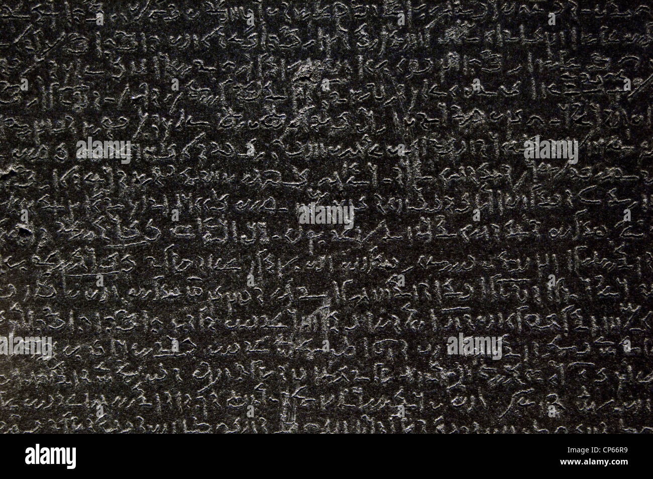 La Rosetta Stone. Epoca tolemaica. 196 BC. Demotic scrittura. Dettaglio. Foto Stock