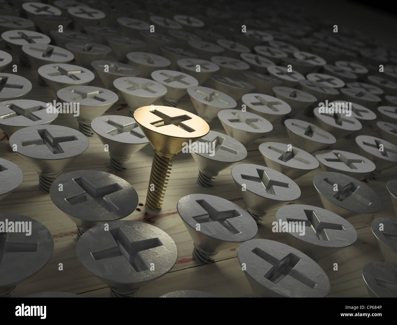 Una unica vite dorata - concetto di leadership Foto Stock