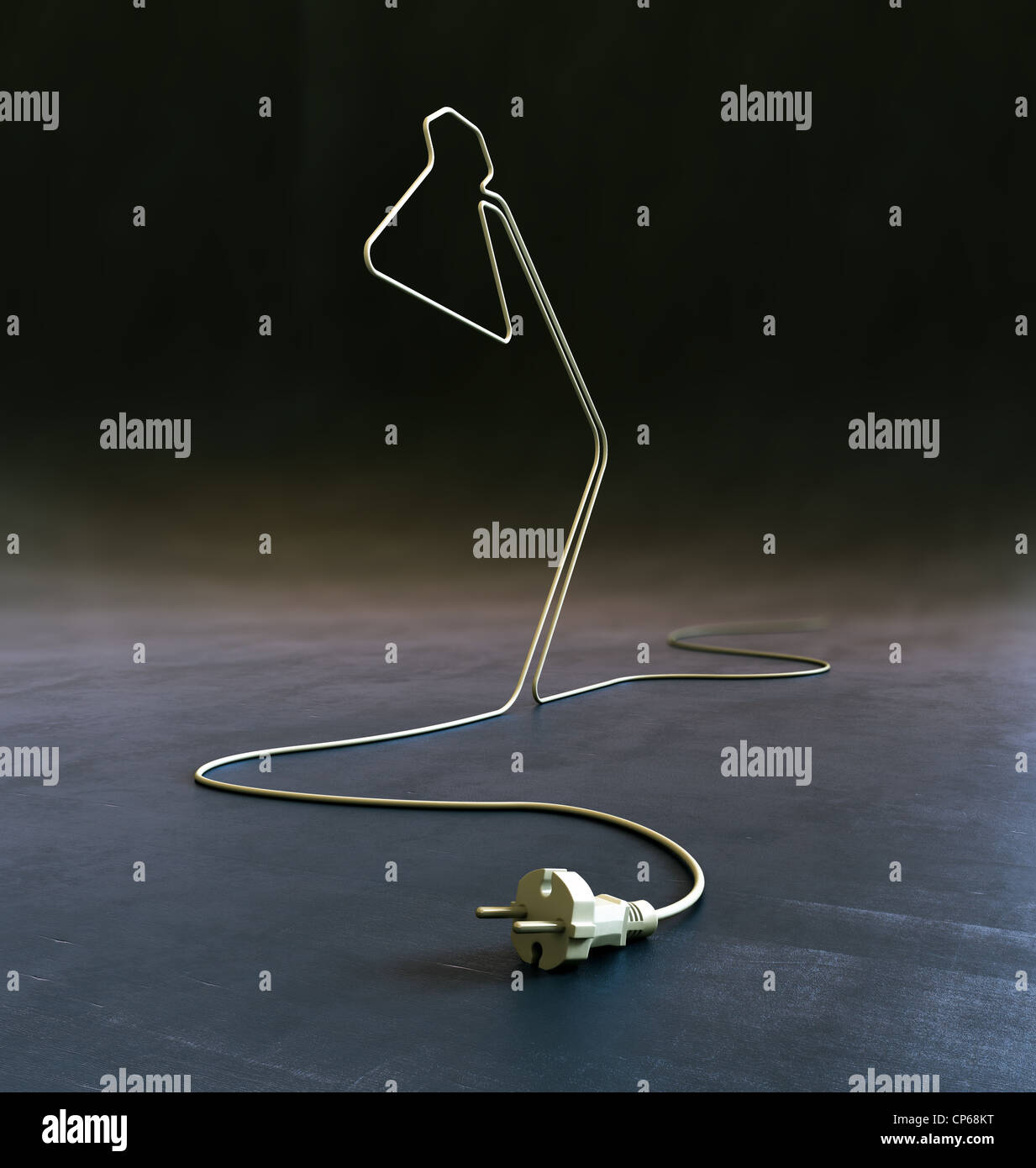 Lampada da scrivania a forma di cavo elettrico - energia e creatività concetto Foto Stock