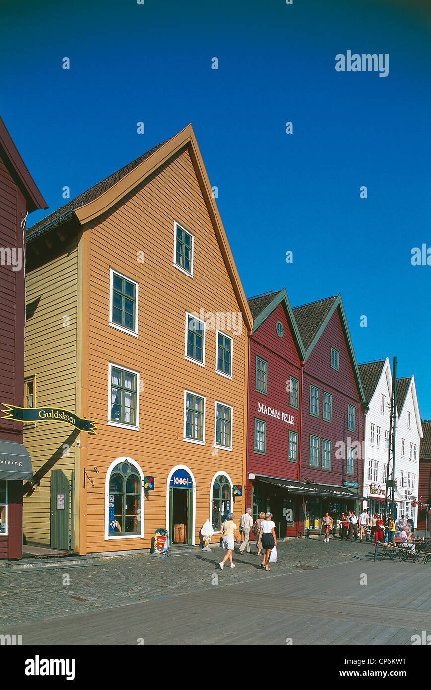 Norvegia - Bergen - Bryggen Hanseatic trimestre (Patrimonio Mondiale UNESCO 1979) Foto Stock