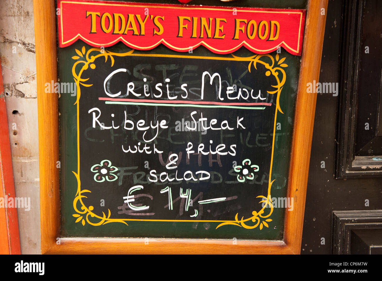 Crisi finanziaria bistecca Menu Amsterdam Olanda Paesi Bassi Europa UE Foto Stock