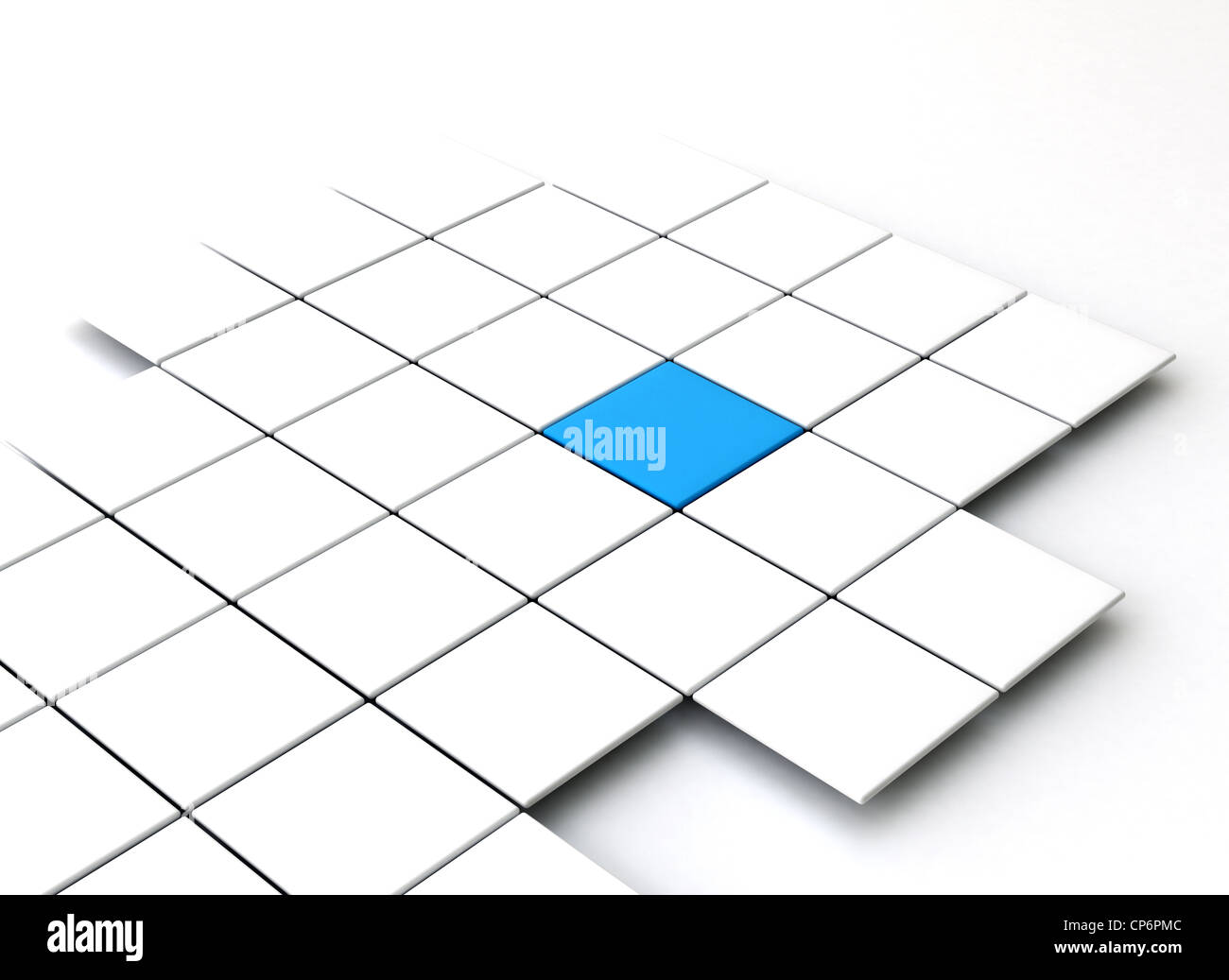 Cubi di bianco con un unico colore blu - concetto di business Foto Stock