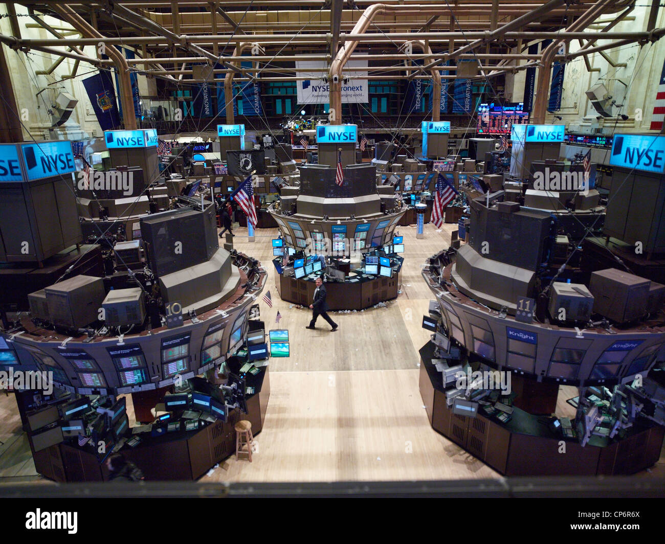 Gli operatori sul pavimento del New York Stock Exchange Foto Stock