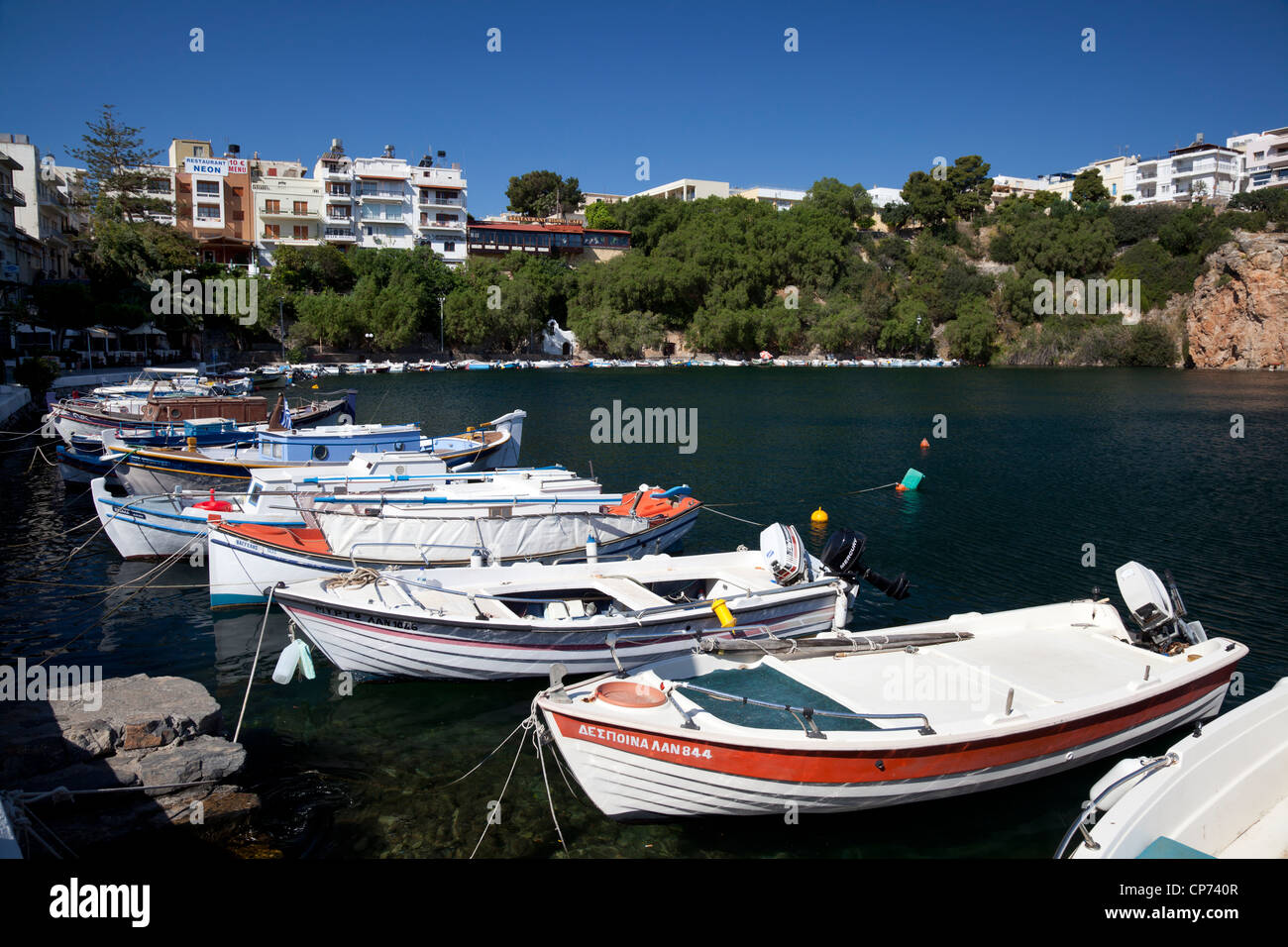 Il lago di Voulismeni, Agios Nikolaos, Creta, Grecia Foto Stock