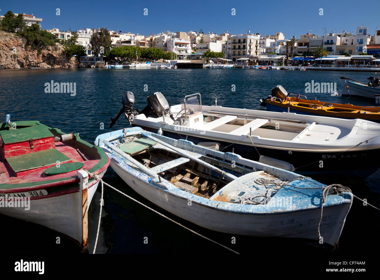 Il lago di Voulismeni, Agios Nikolaos, Creta, Grecia Foto Stock