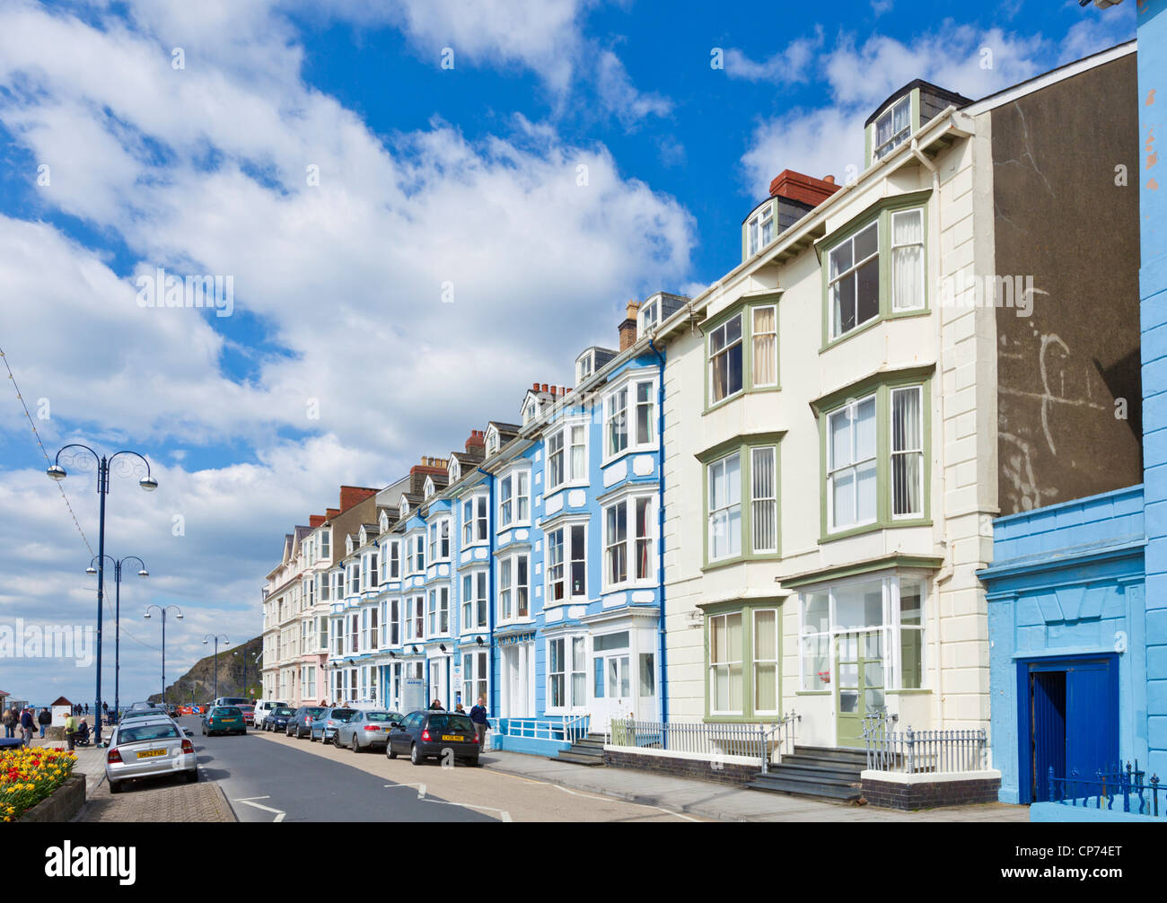 Case sul lungomare Aberystwyth Galles Centrale costa Ceredigion REGNO UNITO GB EU Europe Foto Stock