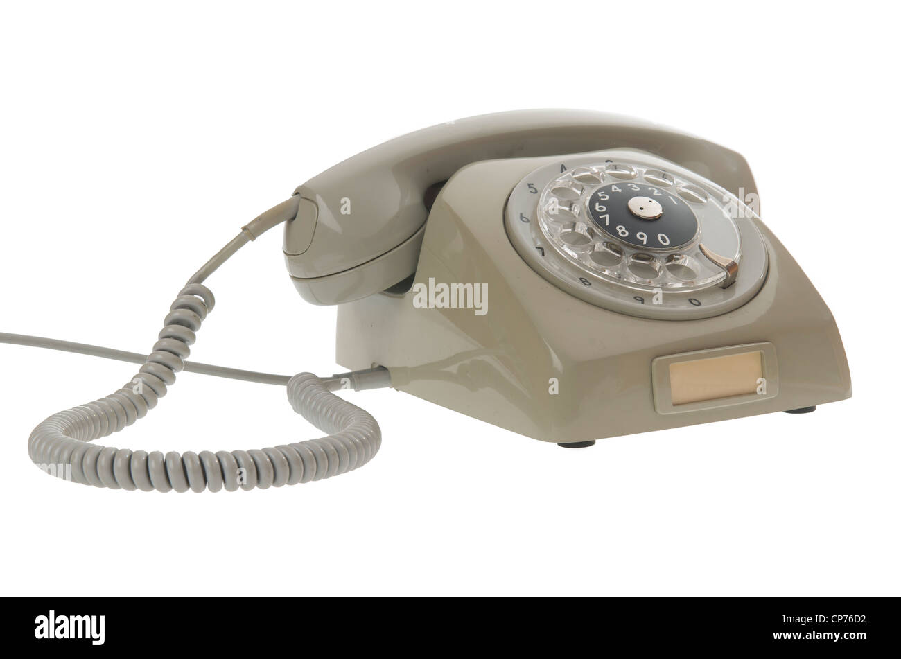 Vecchio grigio vintage stile rotativo telefono isolato su bianco Foto Stock