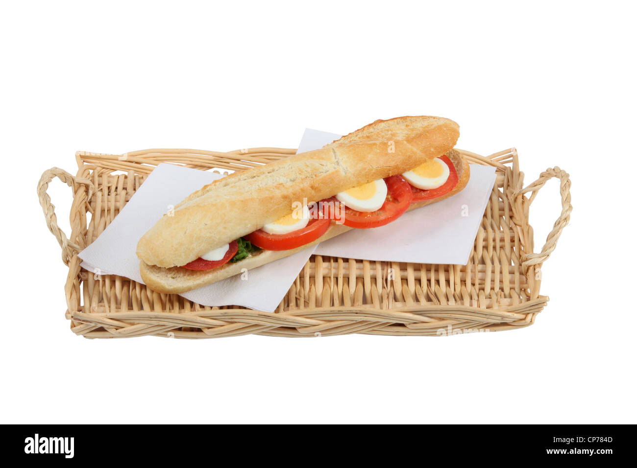 Uovo e baguette di pomodoro Foto Stock