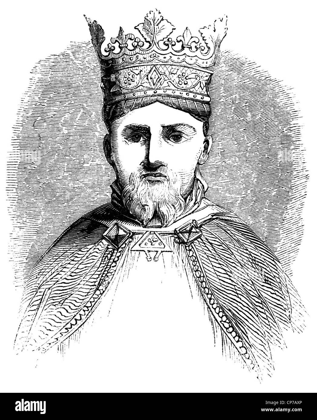 Incisione di Enrico IV d'Inghilterra con sfondo bianco. Foto Stock