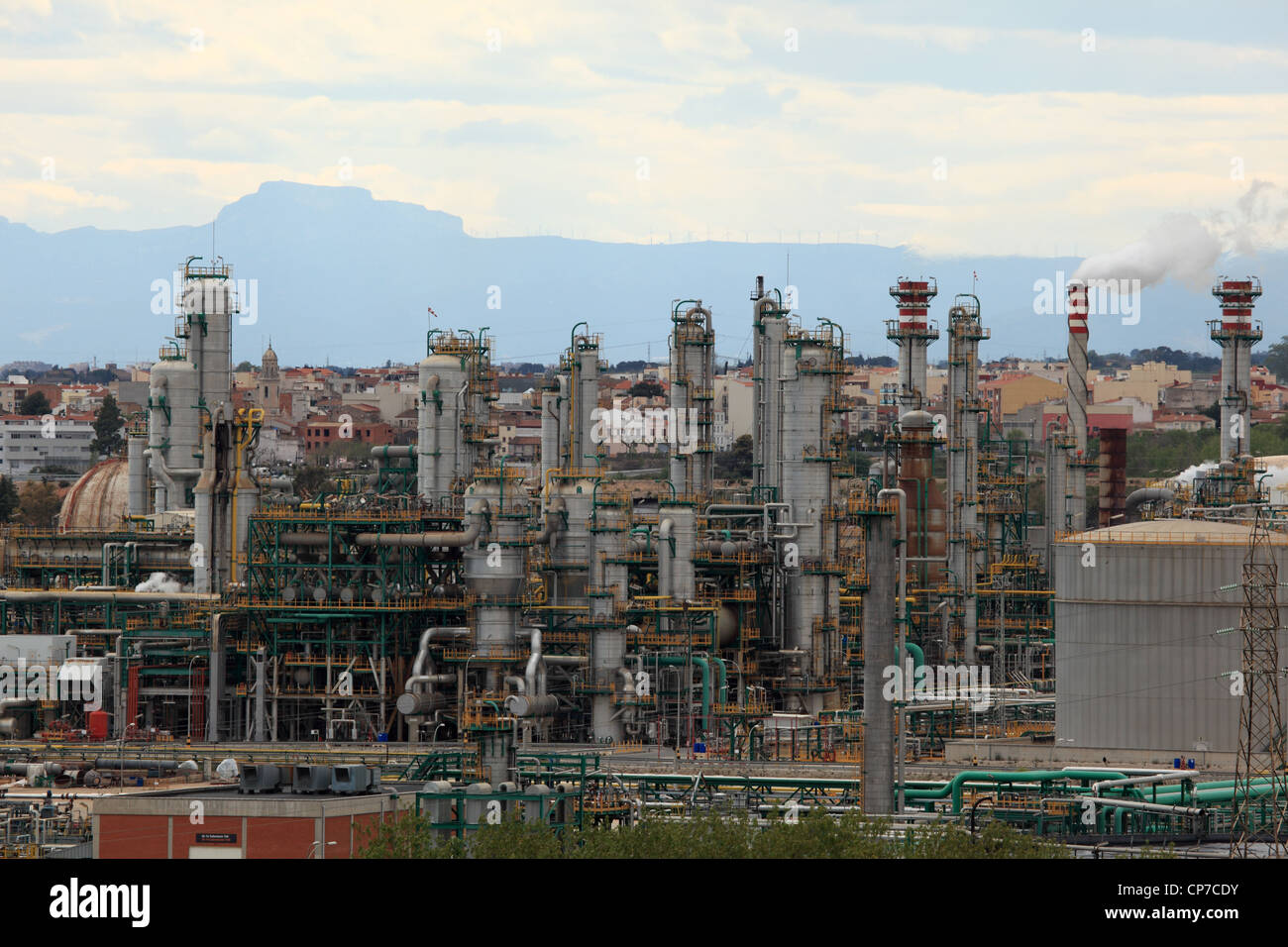 Olio impianto di raffineria a Tarragona, Spagna Foto Stock