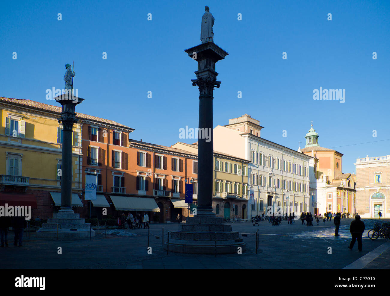 L'Italia, Ravenna, le colonne di Piazza del Popolo Foto Stock