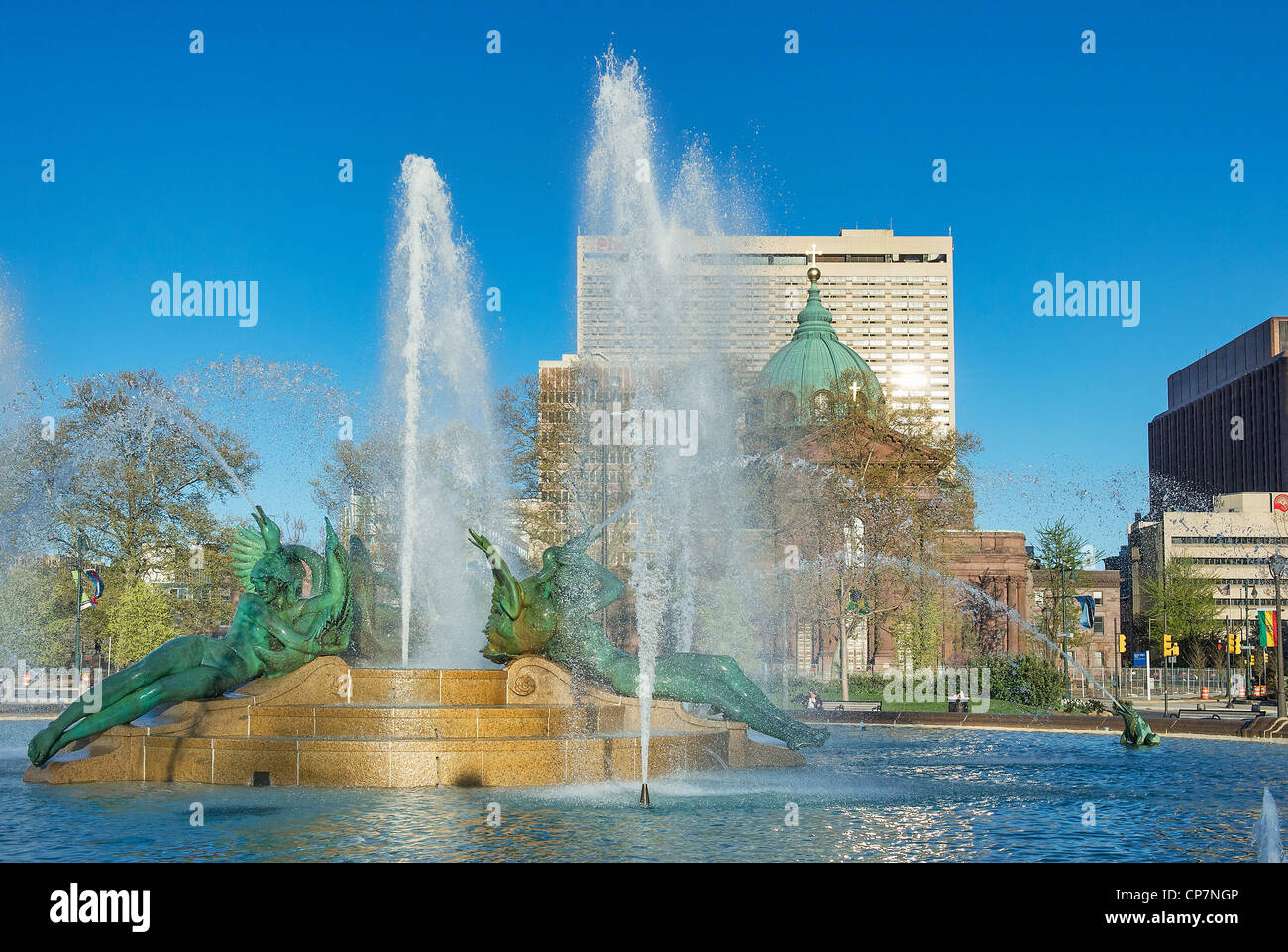 Swann fontana di Logan's circle, Philadelphia, Pennsylvania Foto Stock