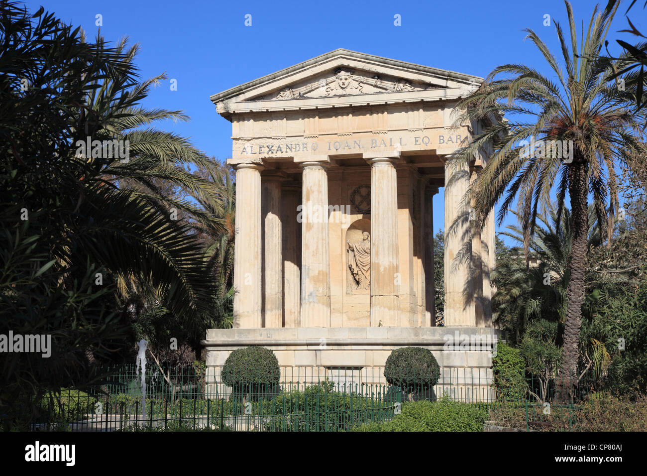 Alexandre mausoleo a sfera inferiore Giardini Barracca Valletta Malta Foto Stock