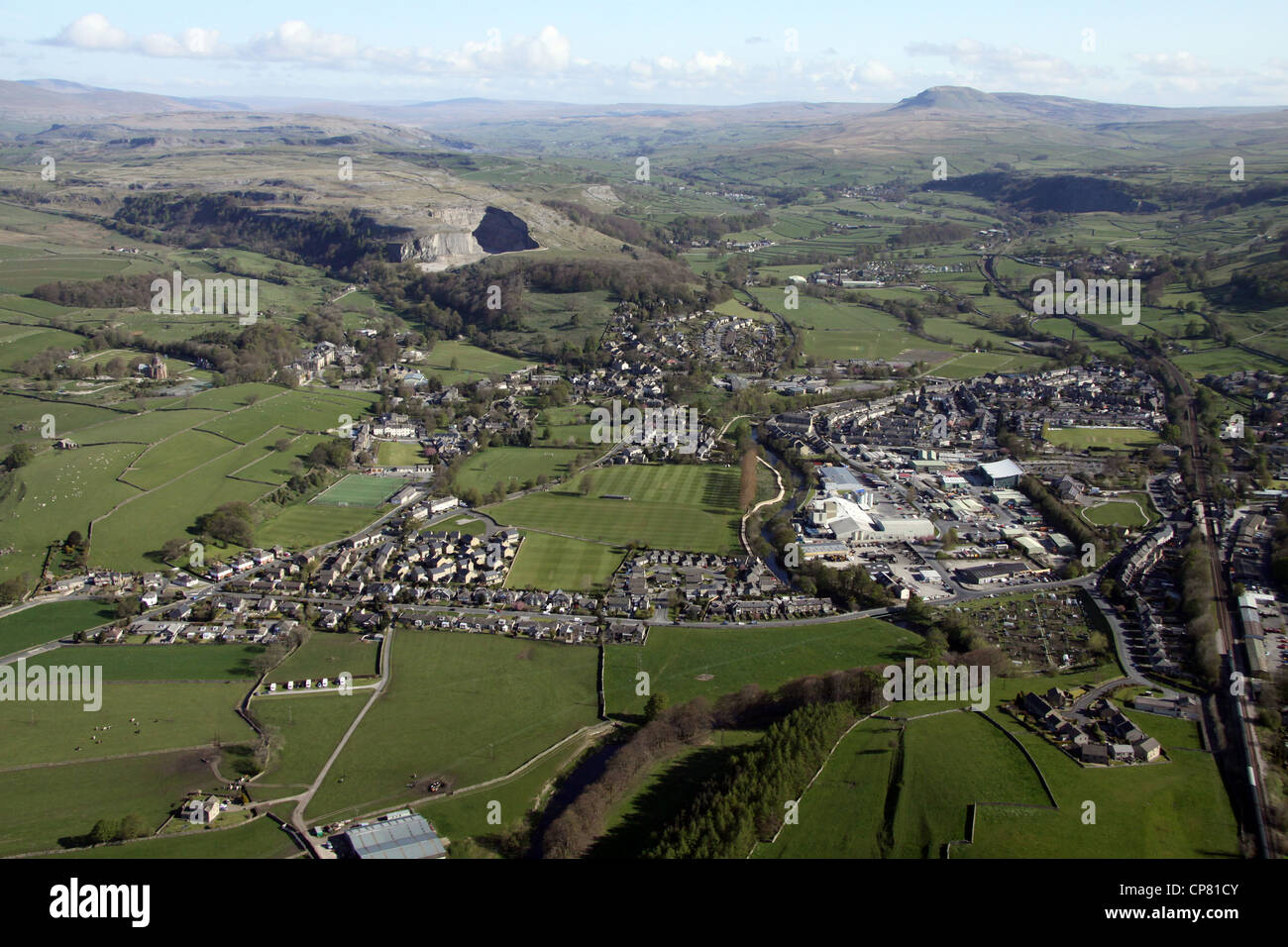 Vista aerea di Giggleswick, North Yorkshire Foto Stock