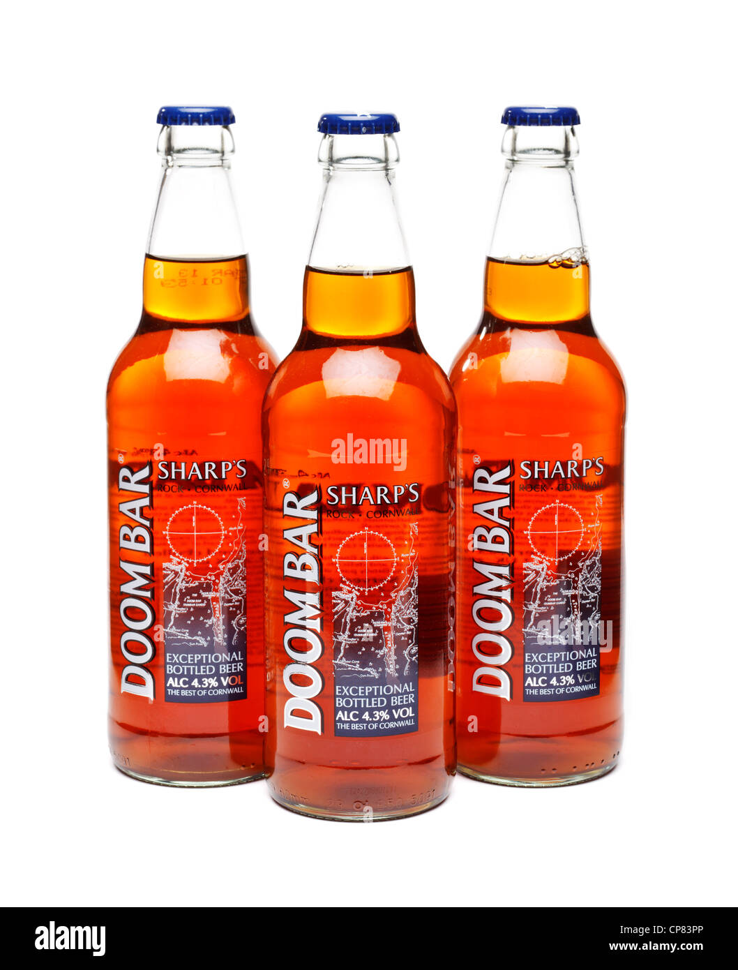 Bottiglie di Doom Bar - tradizionale birra britannica Foto Stock