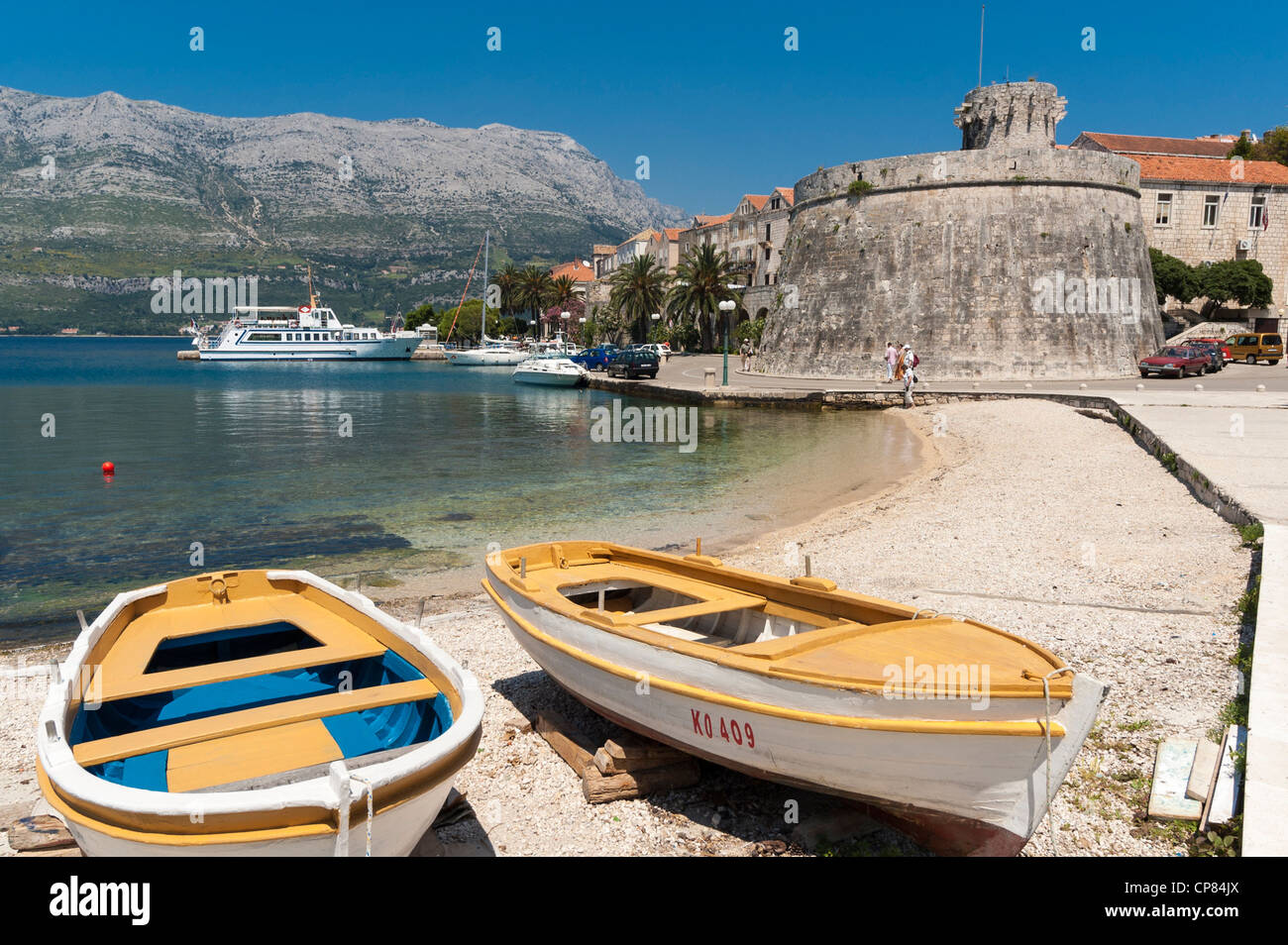 Isola di Korcula Harbour, Croazia, Europa Foto Stock