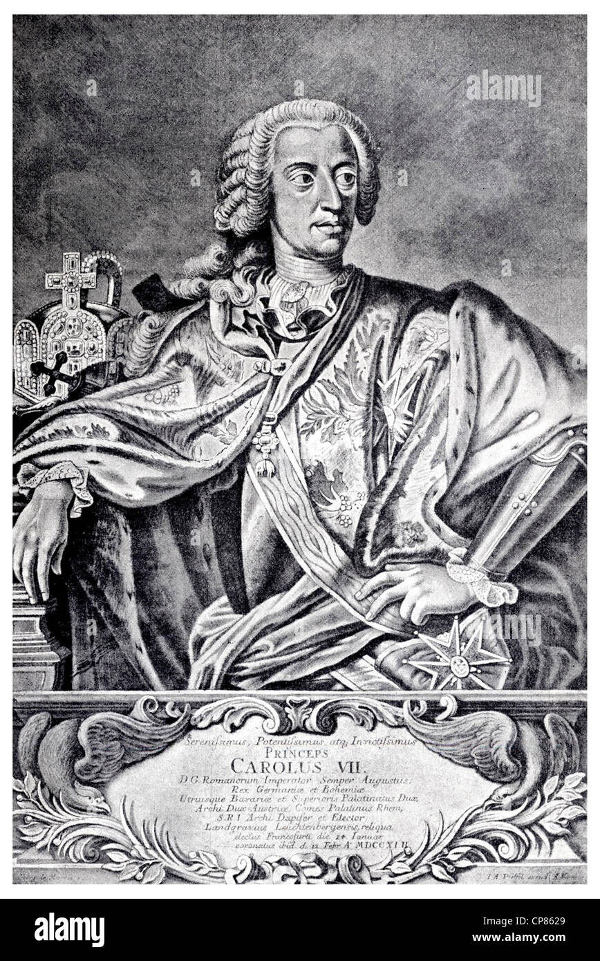 Karl Albrecht von Bavaria, 1697 - 1745, incisione su rame del XVIII secolo, Kupferstich aus dem 18. Jahrhundert, Karl Albrec Foto Stock